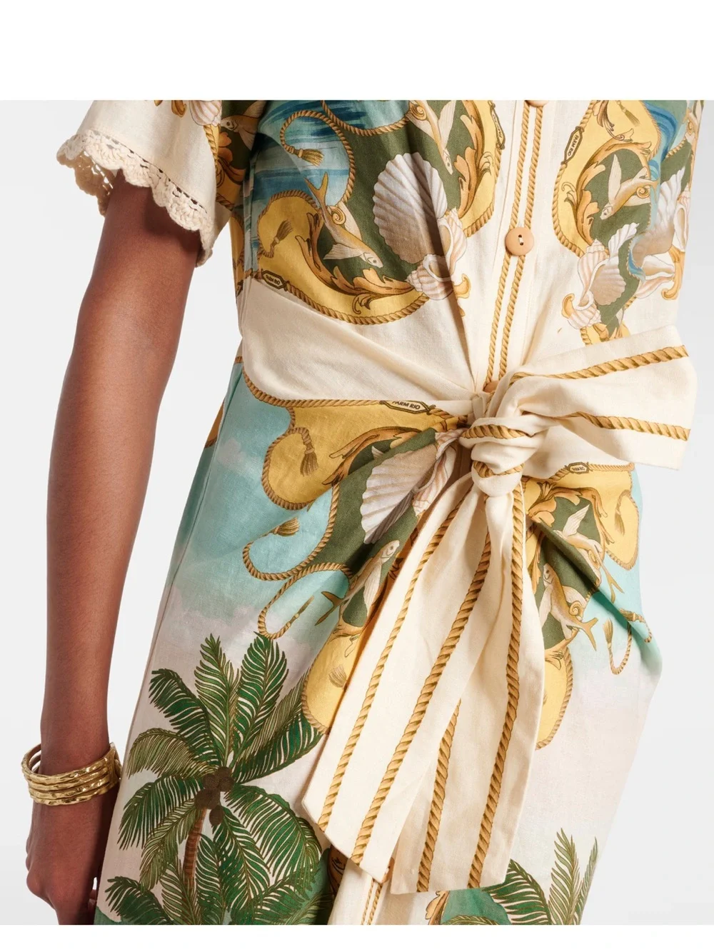 Farm Rio Royal Sea Gathered-Waist Midi Dress - Sz L - Picture 8 of 12